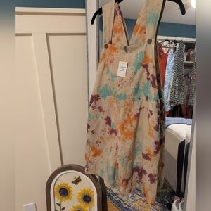 Multicolor Tie-Dye Overall Shorts